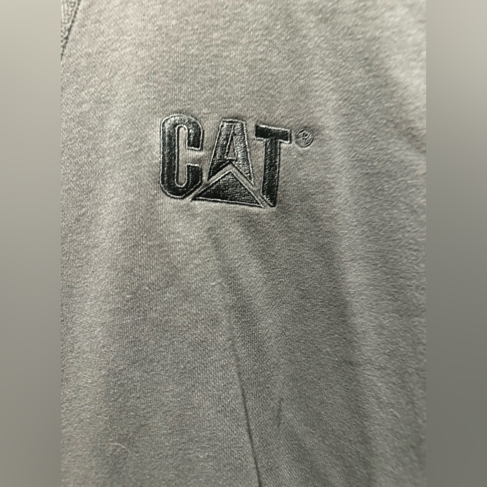B - CAT Caterpillar Green Sweatshirt Crewneck Workwear Y2K Unisex - Picture 6 of 7